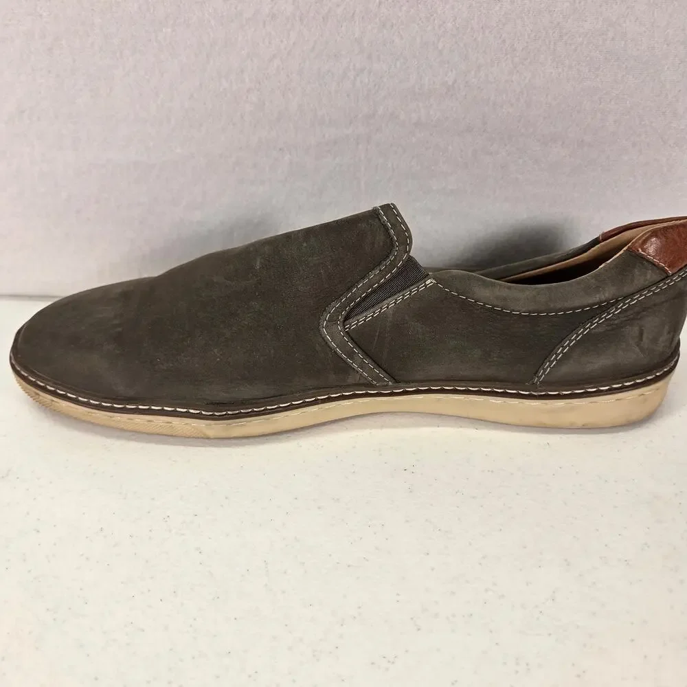 J&M Brown Leather Slip On Loafers Casual Comfort Shoes Mens 11M NWOT